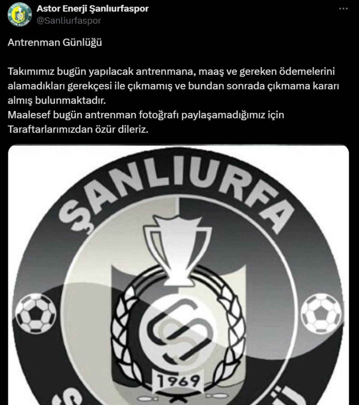 1711390828 34 Sanliurfasporda kriz Futbolcular idmana katilmadi